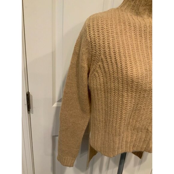 Project Naadam Camel Open Knit Turtleneck Sweater/Short Poncho, Size XS, NWT! - Picture 3 of 10